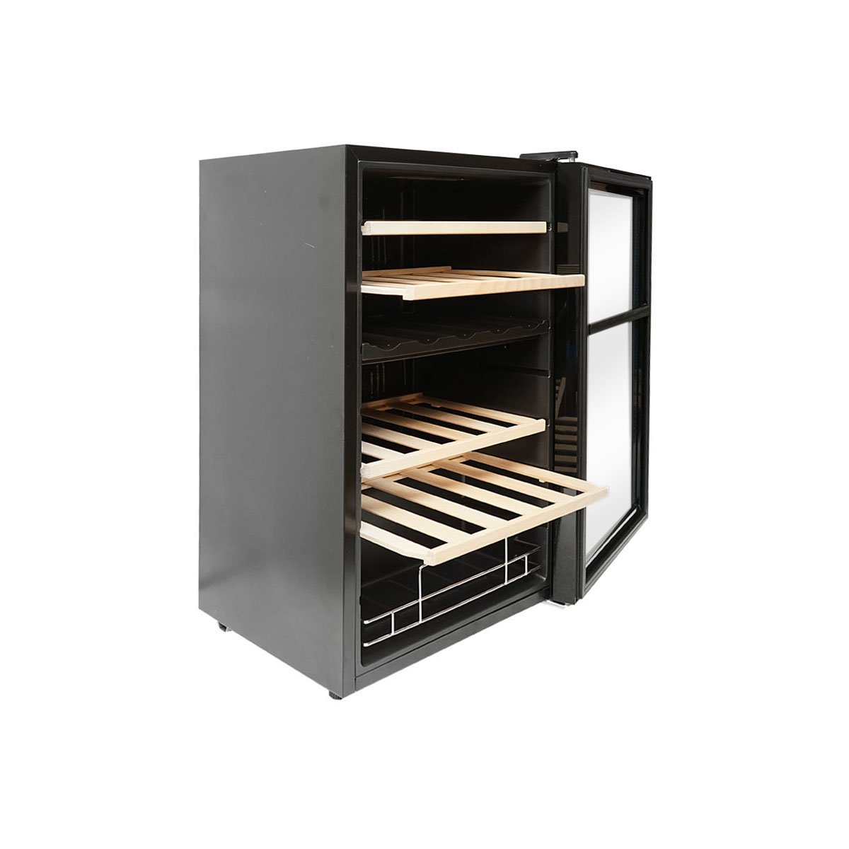 Frigider vin, 33 sticle cu 4 rafturi din lemn 88L, 220V